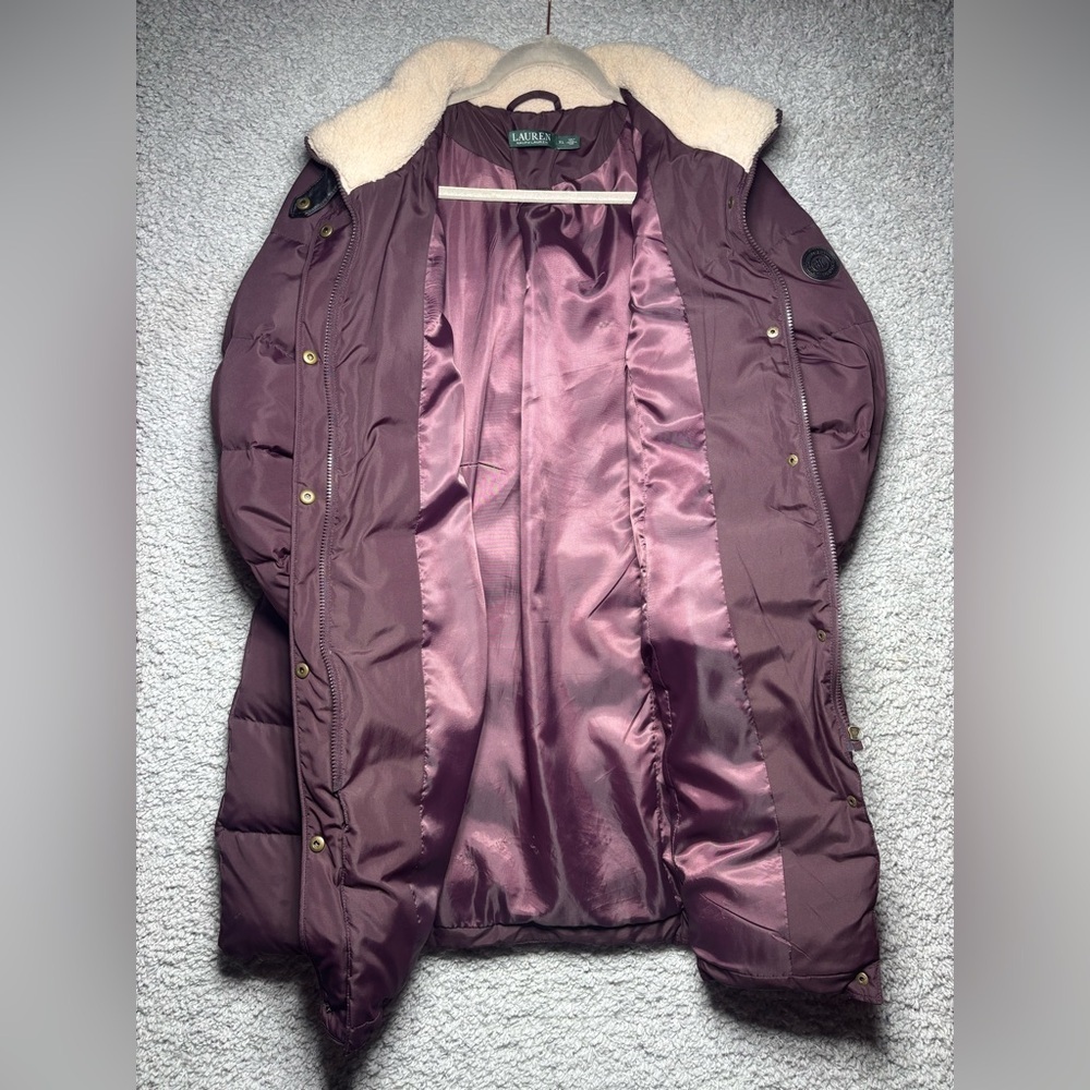 Lauren Ralph Lauren Coat Womens Extra Large Down Puffer Parka Fur Collar Long